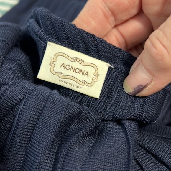 Agnona Navy Blue Silk Cotton Knit Dress 44 - Picture 10 of 11